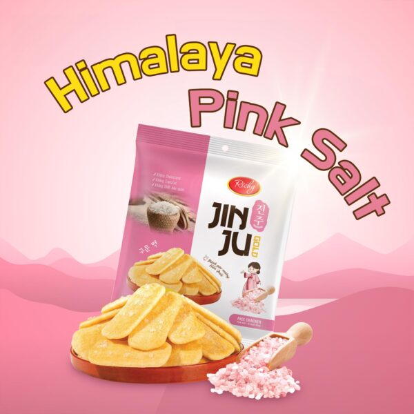 RICHY JINJU GOLD RICE CRACKER PINK SALT 145g - Image 2