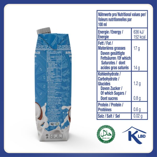 Coconut Milk 17-19% Fat 1L - Image 4