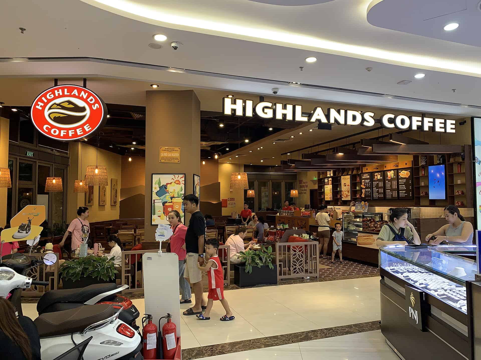 Highland Coffee storefront banner