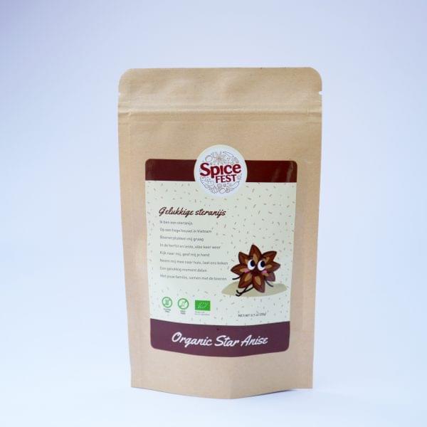 SPICE FEST ORGANIC STAR ANISE WHOLE 50G - Organic star anise whole, Vietnamese star anise seeds, 100% natural star anise. Non GMO